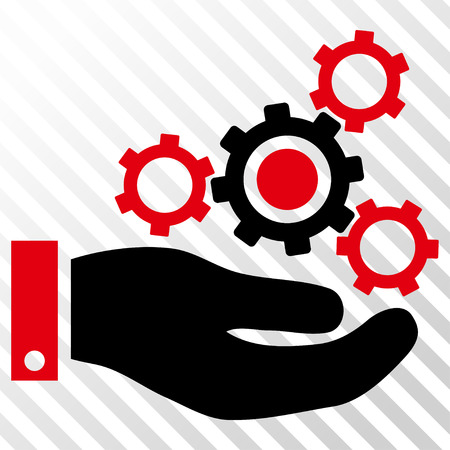 Mechanics Service vector icon. Image style is a flat intensive red and black iconic symbol on a hatch diagonal transparent background.のイラスト素材