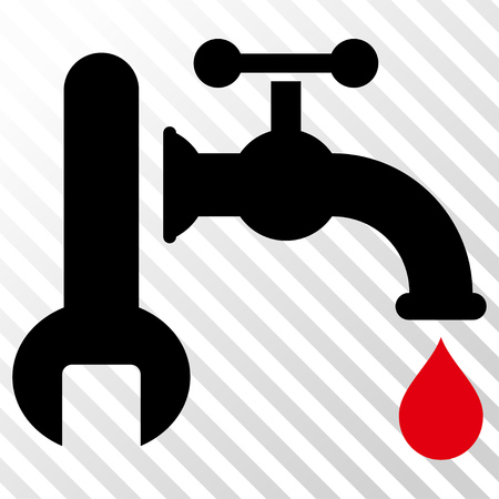 Plumbing vector icon. Image style is a flat intensive red and black icon symbol on a hatch diagonal transparent background.のイラスト素材