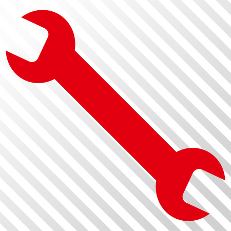 Wrench vector icon. Image style is a flat intensive red and black icon symbol on a hatch diagonal transparent background.のイラスト素材