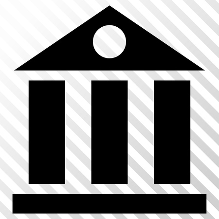 Bank Building vector icon. Image style is a flat black iconic symbol on a hatch diagonal transparent background.のイラスト素材