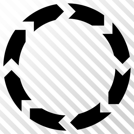 Circulation vector icon. Image style is a flat black pictogram symbol on a hatch diagonal transparent background.のイラスト素材