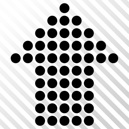 Dotted Arrow Up vector icon. Image style is a flat black icon symbol on a hatch diagonal transparent background.のイラスト素材