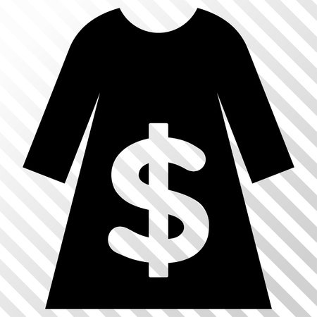 Dress Sale vector icon. Image style is a flat black iconic symbol on a hatch diagonal transparent background.のイラスト素材