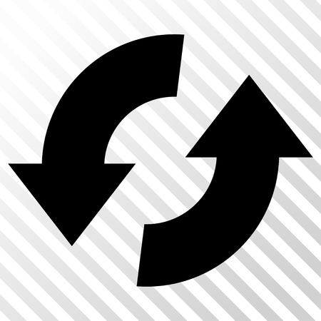 Exchange Arrows vector icon. Image style is a flat black iconic symbol on a hatch diagonal transparent background.のイラスト素材