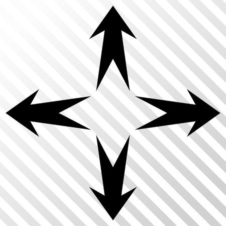 Expand Arrows vector icon. Image style is a flat black pictogram symbol on a hatch diagonal transparent background.のイラスト素材