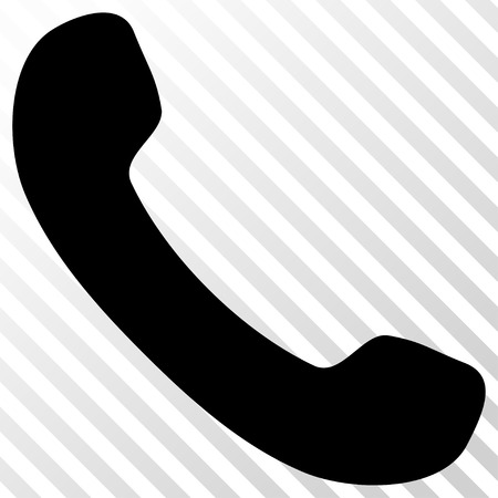 Phone Receiver vector icon. Image style is a flat black icon symbol on a hatch diagonal transparent background.のイラスト素材