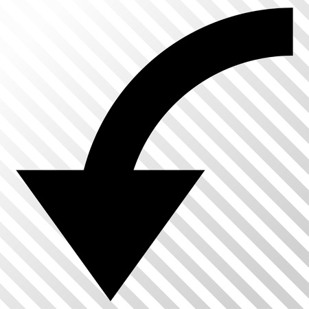 Rotate CCW vector icon. Image style is a flat black icon symbol on a hatch diagonal transparent background.のイラスト素材