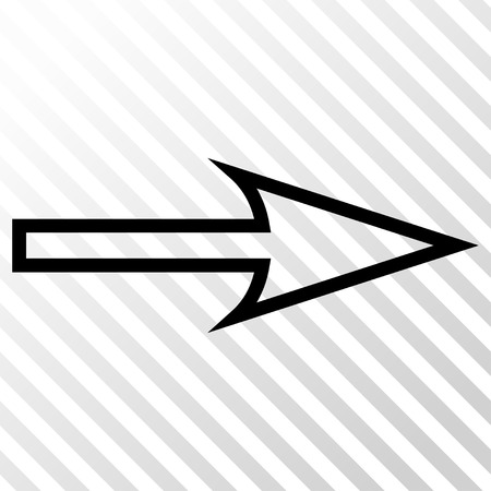 Sharp Arrow Right vector icon. Image style is a flat black icon symbol on a hatch diagonal transparent background.のイラスト素材