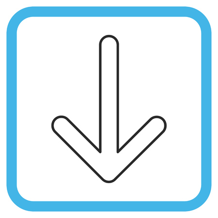 Arrow Down blue and gray vector icon. Image style is a flat icon symbol inside a rounded square frame on a white background.のイラスト素材