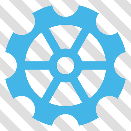 Gear vector icon. Image style is a flat blue and green icon symbol on a hatched diagonal transparent background.のイラスト素材