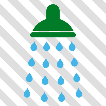Shower vector icon. Image style is a flat blue and green icon symbol on a hatched diagonal transparent background.のイラスト素材