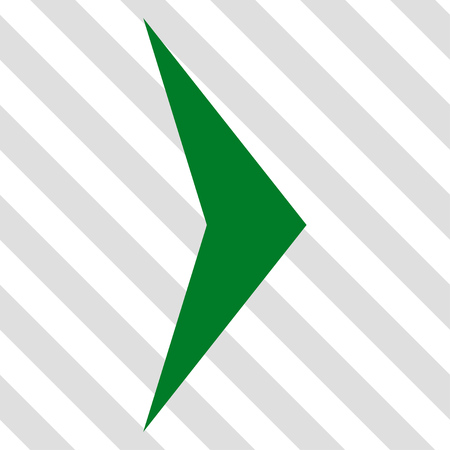 Arrowhead Right vector icon. Image style is a flat green iconic symbol on a hatched diagonal transparent background.のイラスト素材