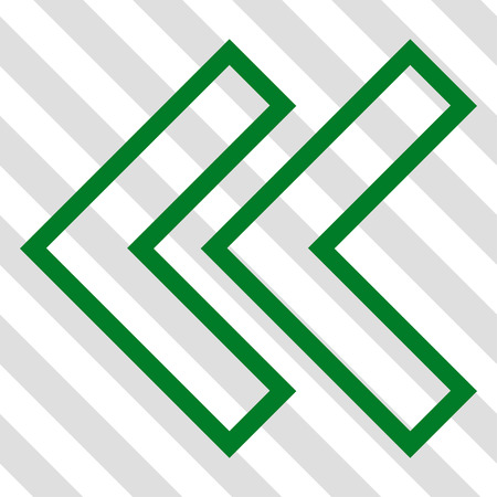 Shift Left vector icon. Image style is a flat green pictograph symbol on a hatched diagonal transparent background.のイラスト素材