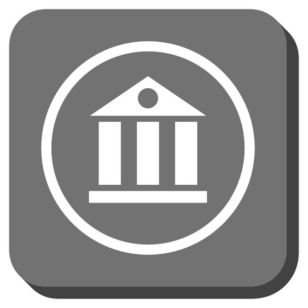 Bank Building vector icon. Image style is a flat icon symbol inside a rounded square button, white and gray colors.のイラスト素材