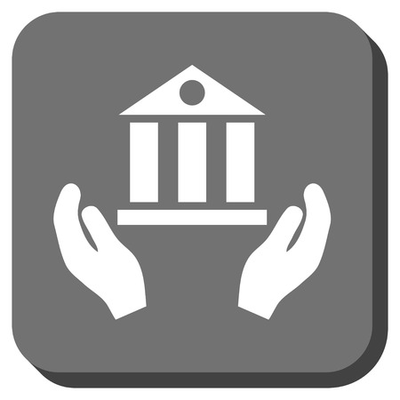 Bank Service vector icon. Image style is a flat icon symbol in a rounded square button, white and gray colors.のイラスト素材