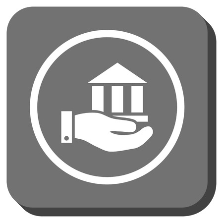 Bank Service vector icon. Image style is a flat icon symbol inside a rounded square button, white and gray colors.のイラスト素材