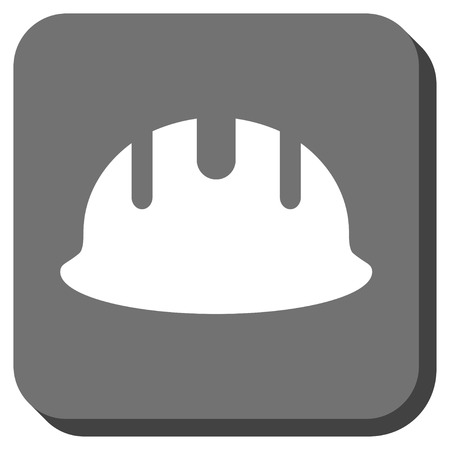 Builder Hardhat vector icon. Image style is a flat icon symbol on a rounded square button, white and gray colors.のイラスト素材