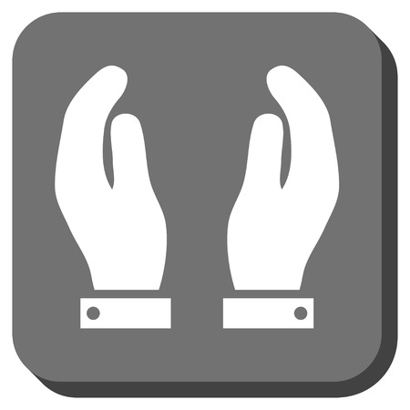 Care Hands vector icon. Image style is a flat icon symbol in a rounded square button, white and gray colors.のイラスト素材