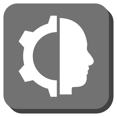Cyborg Gear vector icon. Image style is a flat icon symbol inside a rounded square button, white and gray colors.のイラスト素材