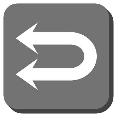 Double Left Arrow vector icon. Image style is a flat icon symbol inside a rounded square button, white and gray colors.のイラスト素材
