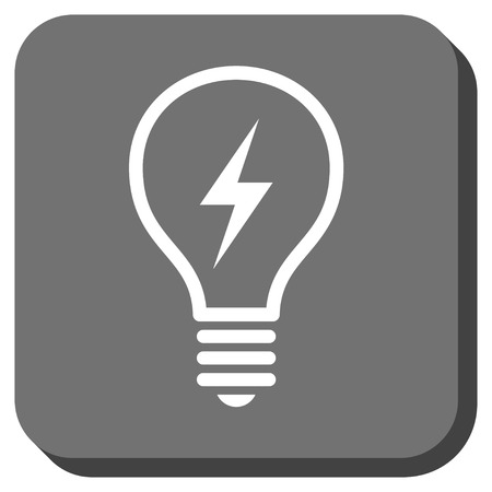 Electric Bulb vector icon. Image style is a flat icon symbol on a rounded square button, white and gray colors.のイラスト素材