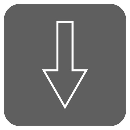 Arrow Down vector icon. Image style is a flat icon symbol on a rounded square button, white and silver gray colors.のイラスト素材