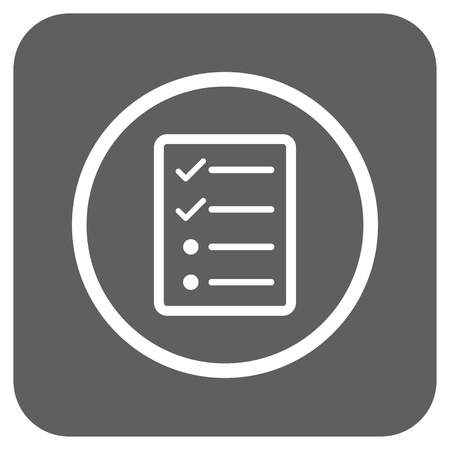 Checklist Page vector icon. Image style is a flat icon symbol inside a rounded square button, white and silver gray colors.のイラスト素材