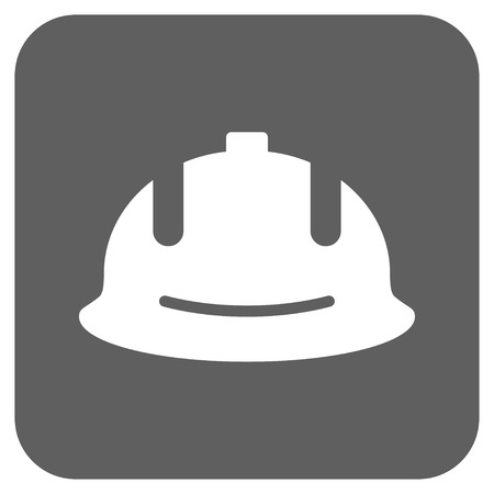 Construction Helmet vector icon. Image style is a flat icon symbol in a rounded square button, white and silver gray colors.のイラスト素材