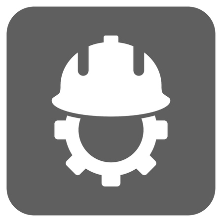 Development Helmet vector icon. Image style is a flat icon symbol in a rounded square button, white and silver gray colors.のイラスト素材