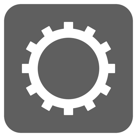 Gear vector icon. Image style is a flat icon symbol inside a rounded square button, white and silver gray colors.のイラスト素材
