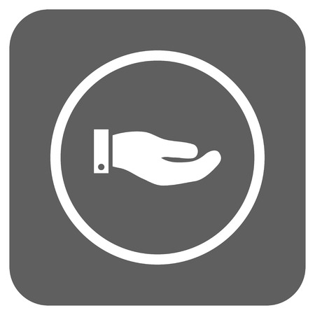 Hand vector icon. Image style is a flat icon symbol on a rounded square button, white and silver gray colors.のイラスト素材