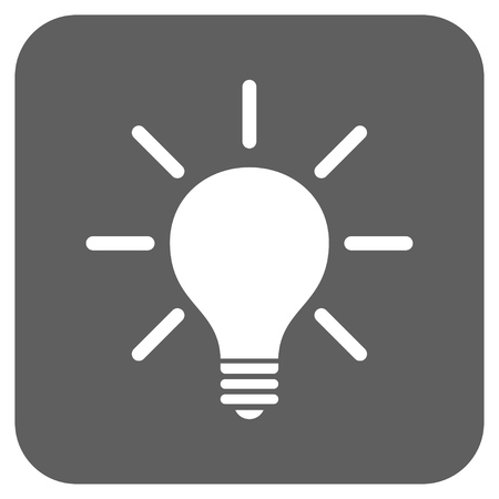 Light Bulb vector icon. Image style is a flat icon symbol inside a rounded square button, white and silver gray colors.のイラスト素材