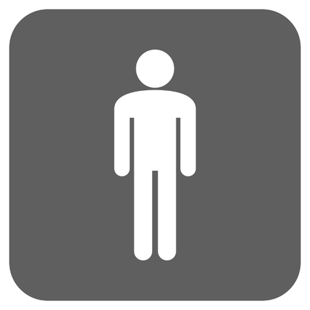 Man vector icon. Image style is a flat icon symbol inside a rounded square button, white and silver gray colors.のイラスト素材