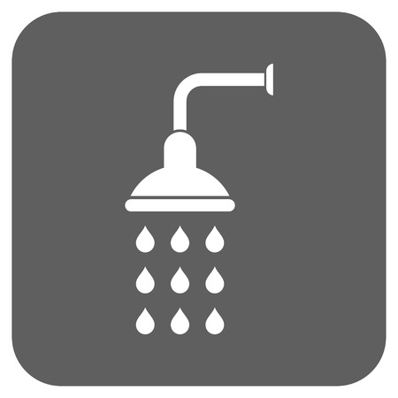Shower vector icon. Image style is a flat icon symbol in a rounded square button, white and silver gray colors.のイラスト素材