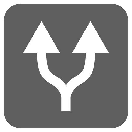Split Arrows Up vector icon. Image style is a flat icon symbol inside a rounded square button, white...