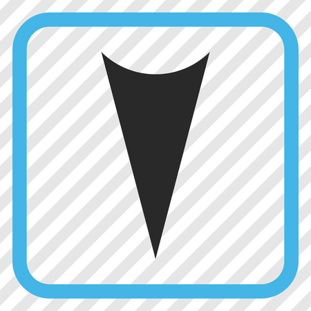 Arrowhead Down blue and gray vector icon. Image style is a flat pictogram symbol inside a rounded square frame on a transparent diagonally hatched background.のイラスト素材