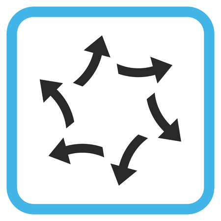 Centrifugal Arrows blue and gray vector icon. Image style is a flat icon symbol inside a rounded square frame on a white background.のイラスト素材