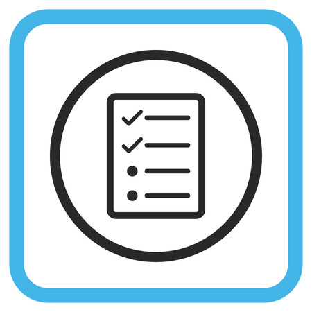Checklist Page blue and gray vector icon. Image style is a flat icon symbol in a rounded square frame on a white background.のイラスト素材