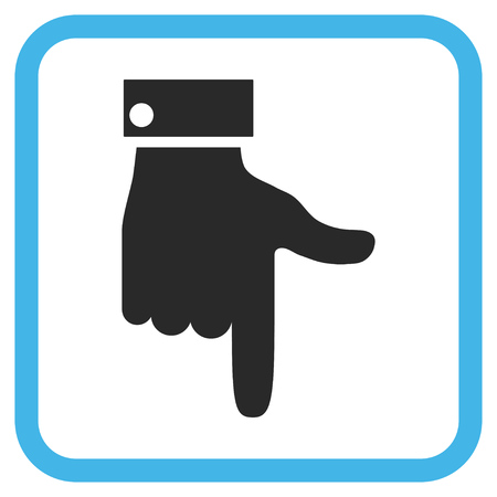 Hand Pointer Down blue and gray vector icon. Image style is a flat icon symbol inside a rounded square frame on a white background.のイラスト素材