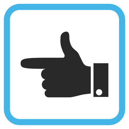 Hand Pointer Left blue and gray vector icon. Image style is a flat pictogram symbol in a rounded square frame on a white background.のイラスト素材