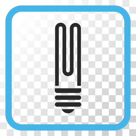 Fluorescent Bulb blue and gray vector icon. Image style is a flat iconic symbol in a rounded square frame on a transparent background.のイラスト素材