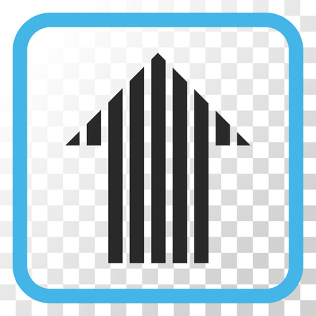 Stripe Arrow Up blue and gray vector icon. Image style is a flat icon symbol in a rounded square frame on a transparent background.のイラスト素材