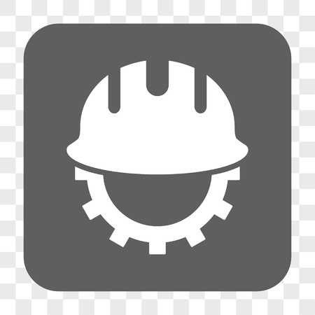 Development Hardhat interface toolbar button. Vector icon style is a flat symbol on a rounded square button, white and gray colors, chess transparent background.のイラスト素材