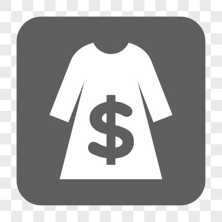 Dress Sale interface toolbar button. Vector icon style is a flat symbol on a rounded square button, white and gray colors, chess transparent background.のイラスト素材