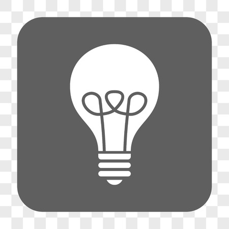 Lamp Bulb interface toolbar button. Vector icon style is a flat symbol in a rounded square button, white and gray colors, chess transparent background.のイラスト素材