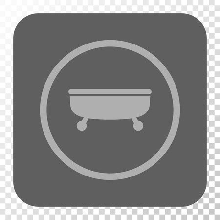 Bathtub interface button. Vector pictogram style is a flat symbol on a rounded square button, light gray and gray colors, chess transparent background.のイラスト素材