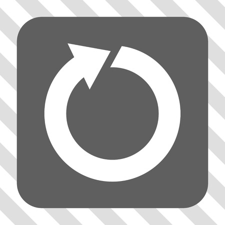 Rotate rounded icon. Vector pictograph style is a flat symbol centered in a rounded square button, white and gray colors, hatched diagonally transparent background.のイラスト素材