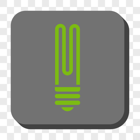 Fluorescent Bulb interface icon. Vector pictogram style is a flat symbol in a rounded square button, light green and gray colors, chess transparent background.のイラスト素材