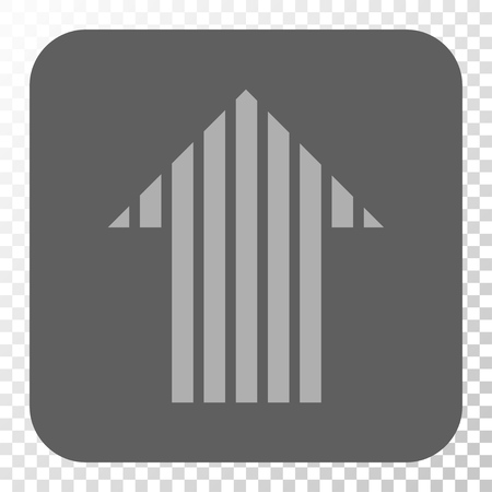 Stripe Arrow Up rounded icon. Vector pictogram style is a flat symbol in a rounded square button, light gray and gray colors, chess transparent background.のイラスト素材