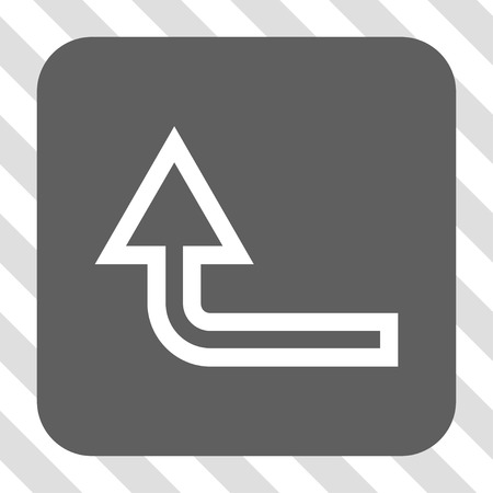 Turn Up toolbar button. Vector pictograph style is a flat symbol inside a rounded square button, white and gray colors, hatched diagonally transparent background.のイラスト素材